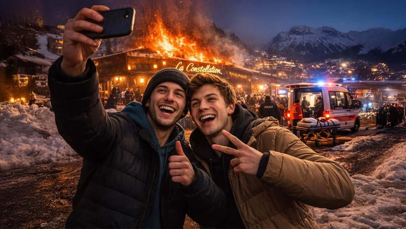 Crans-Montana, il rogo e il pollice alzato
